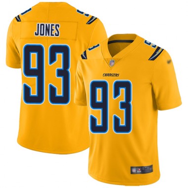 Los Angeles Chargers NFL Football Justin Jones Gold Jersey Men Limited 93 Inverted Legend